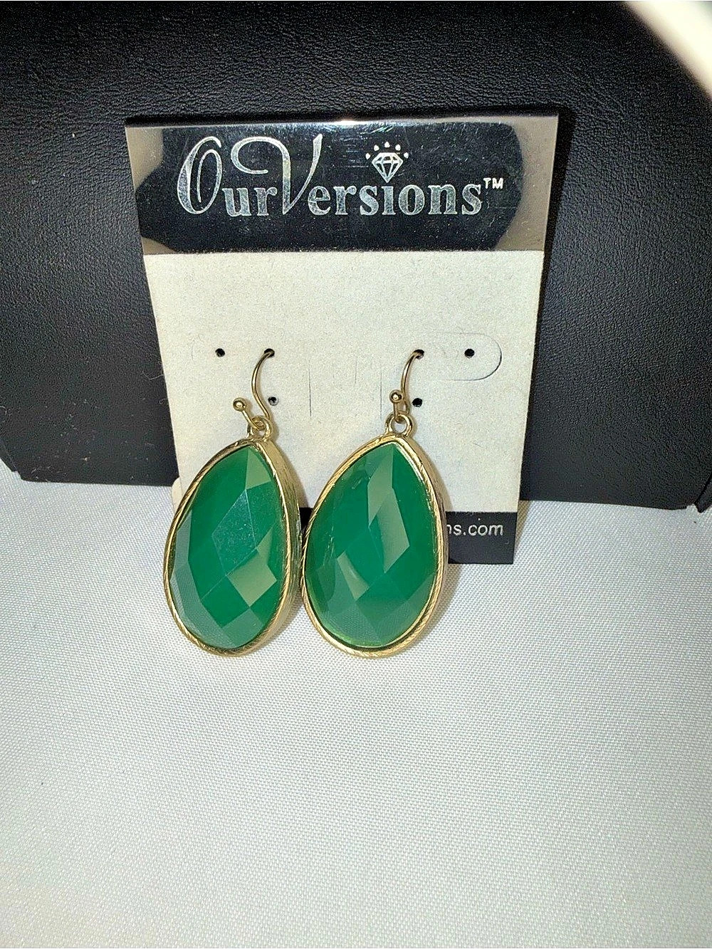 Our Versions Reversible Green Faceted Teardrop Dangle Earrings